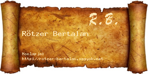 Rötzer Bertalan névjegykártya